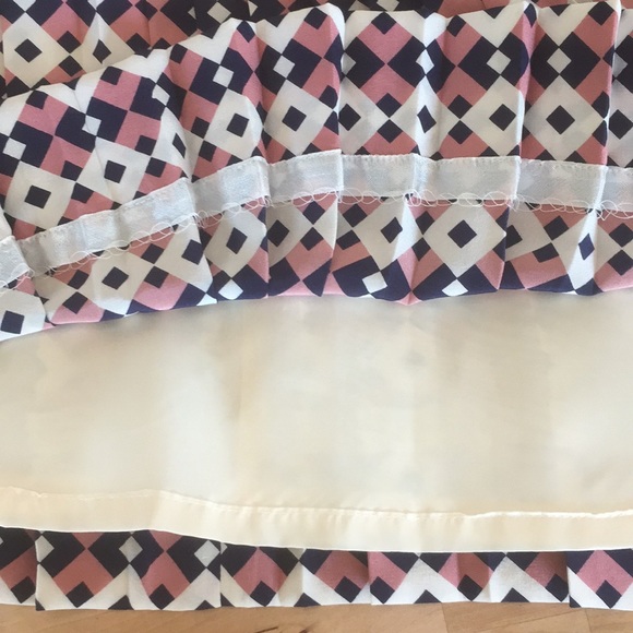 NWT J. Crew Silk Diamond Print Pleated Skirt Crepe De Chine Pink Blue sz 2 - Picture 8 of 9